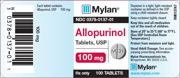 Allopurinol Tablets, USP 100 mg Bottle Label