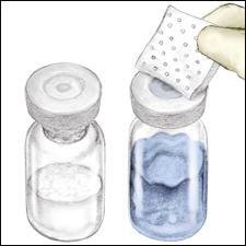 Disinfect the stoppers with an alcohol swab (or other suitable solution suggested by your doctor or hemophilia center) by rubbing the stoppers firmly for several seconds, and allow them to dry prior to use.