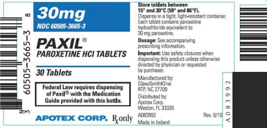 Paxil 30mg label