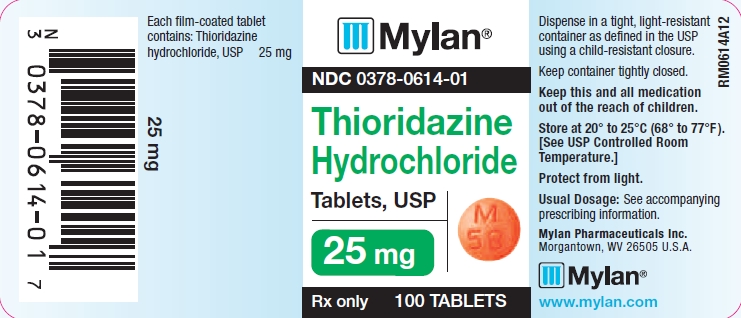 Thioridazine Hydrochloride Tablets, USP 25 mg Bottle Label