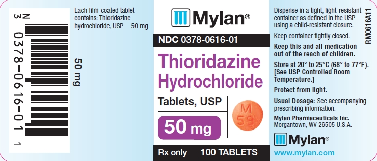 Thioridazine Hydrochloride Tablets, USP 50 mg Bottle Label