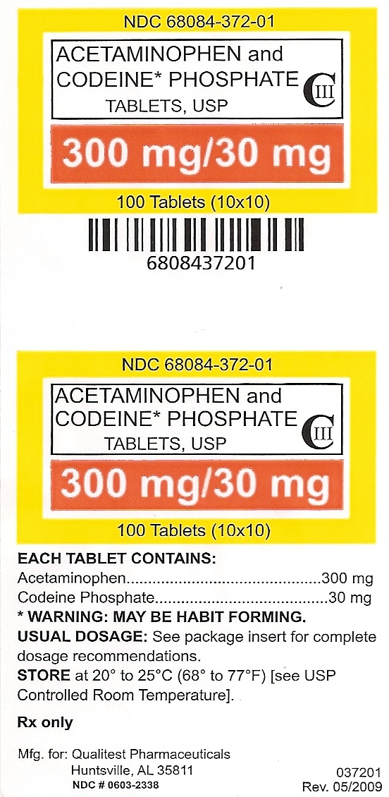 Acetaminophen and Codeine Phosphate 300mg/30mg label