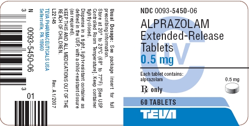 Alprazolam Extended-Release Tablets 0.5 mg Label