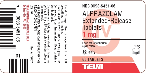 Alprazolam Extended-Release Tablets 1 mg Label