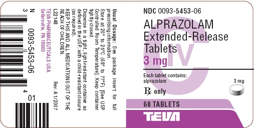 Alprazolam Extended-Release Tablets 3 mg Label