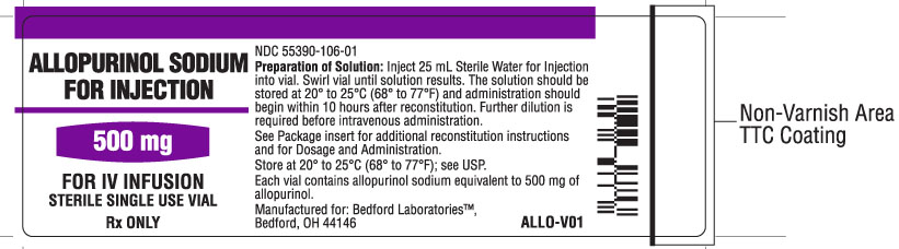 Vial label for Allopurinol Sodium for Injection 500 mg
