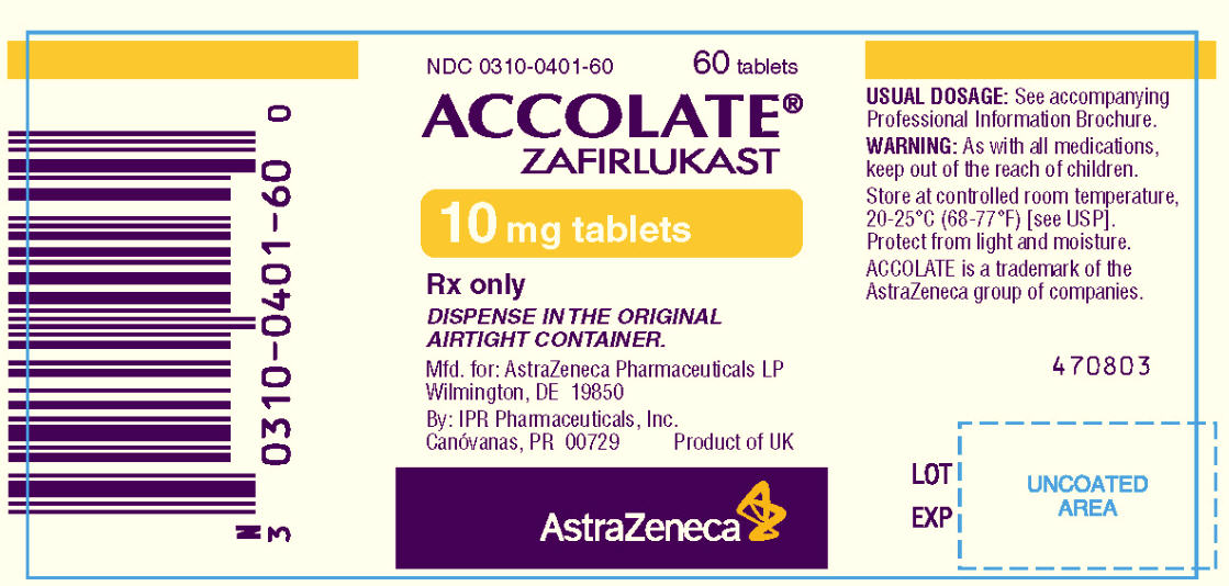 Accolate 10mg - 60 tablet count bottle label