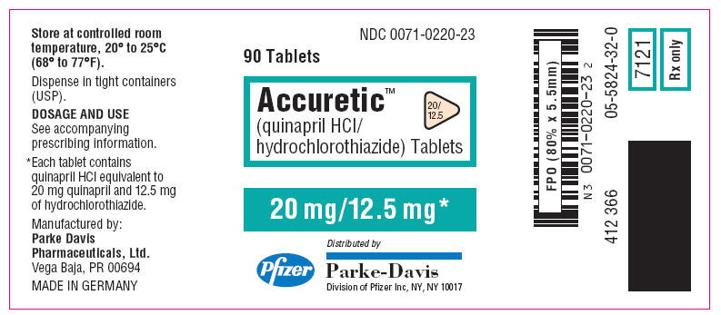 PRINCIPAL DISPLAY PANEL - 20 mg/12.5 mg Tablet Bottle