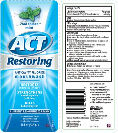 PRINCIPAL DISPLAY PANEL
ACT Restoring Anticavity Fluoride Mouthwash Cool Splash Mint