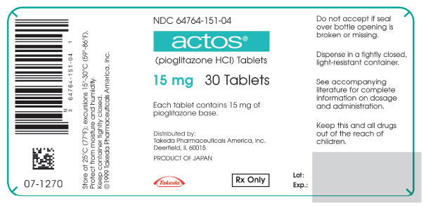 PRINCIPAL DISPLAY PANEL - 15 mg 30 ct trade label