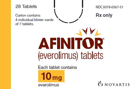 PRINCIPAL DISPLAY PANEL
Package Label – 10 mg
Rx Only		NDC 0078-0567-51
Afinitor® (everolimus) Tablets
Each tablet contains
10 mg everolimus
28 Tablets