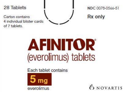 PRINCIPAL DISPLAY PANEL
Package Label – 5 mg
Rx Only		NDC 0078-0566-51
Afinitor® (everolimus) Tablets
Each tablet contains
5 mg everolimus
28 Tablets
Carton contains 4 individual blister cards of 7 tablets.
