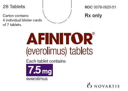 PRINCIPAL DISPLAY PANEL
Package Label – 7.5 mg
Rx Only		NDC 0078-0620-51
Afinitor® (everolimus) Tablets
Each tablet contains
7.5 mg everolimus
28 Tablets
Carton contains 4 individual blister cards of 7 tablets.
