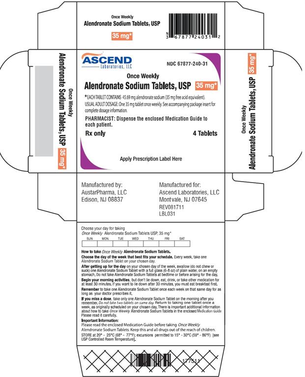 Alendronate Sodium Tablets, USP 35 mg - 4 Tablets Carton Label