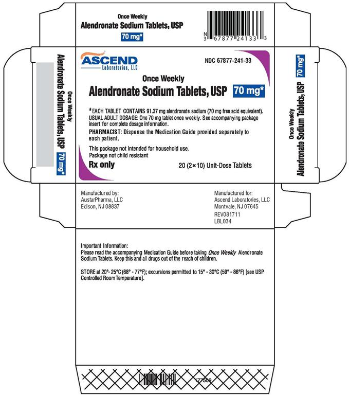 Alendronate Sodium Tablets, USP 70 mg - 20 (2X10) Unit-Dose Tablets Carton Label