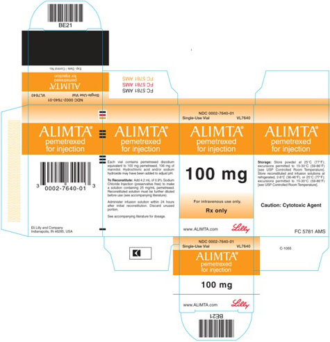 PACKAGE CARTON – ALIMTA 100 mg single-use vial