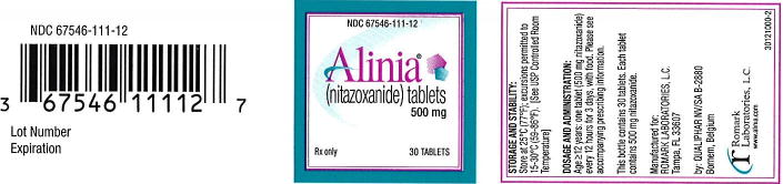 Principal Display Panel - Alinia 500 mg 30 Tablets Bottle Label