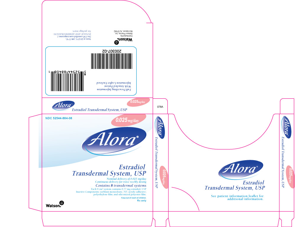 Alora® Estradiol Transdermal System, USP NDC 52544-884-08 Carton of 8 systems 0.025 mg/day