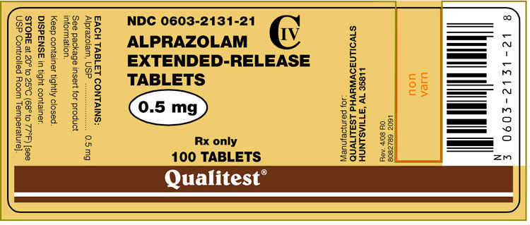 This is an image of the Principal Display Panel for the Alprazolam ER Tablets 0.5 mg 100 tablets.