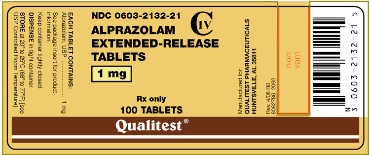 This is an image of the Principal Display Panel for the Alprazolam ER Tablets 1 mg 100 tablets.