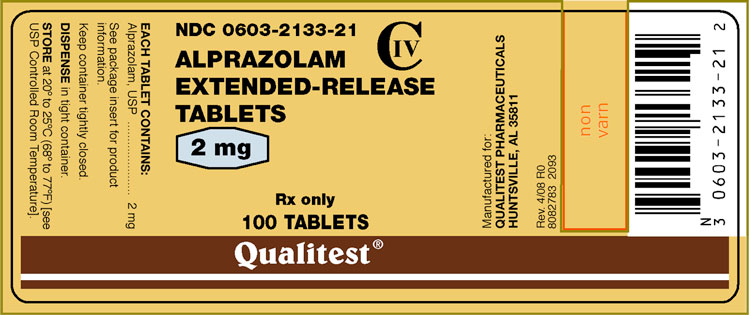 This is an image of the Principal Display Panel for the Alprazolam ER Tablets 2 mg 100 tablets.