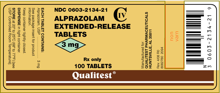 This is an image of the Principal Display Panel for the Alprazolam ER Tablets 3 mg 100 tablets.