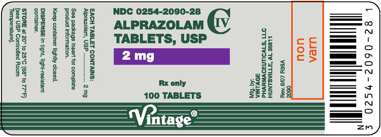 This is the image for Alprazolam Tablets, USP 2 mg 100 count label.
