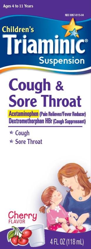 Childrens Triaminic suspension Cough & Sore Throat 4 fl oz (118 mL) carton