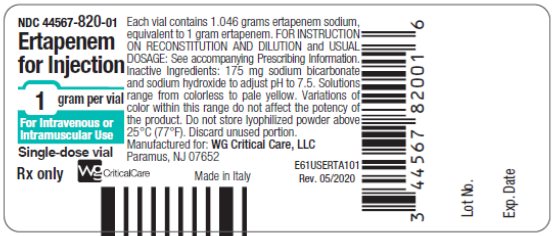 Ertapenem for Injection 1 gram vial label image