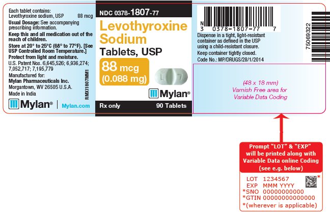 Levothyroxine Sodium Tablets, USP 88 mcg Bottle Label