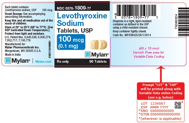 Levothyroxine Sodium Tablets, USP 100 mcg Bottle Label