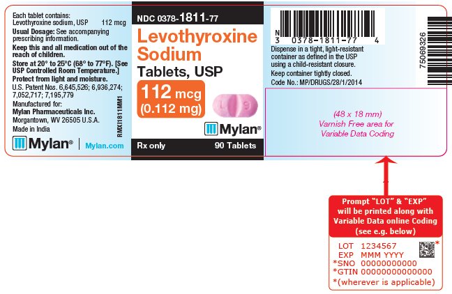 Levothyroxine Sodium Tablets, USP 112 mcg Bottle Label