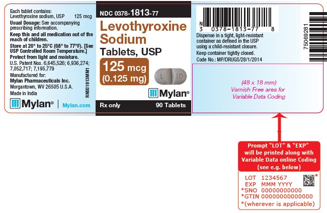 Levothyroxine Sodium Tablets, USP 125 mcg Bottle Label