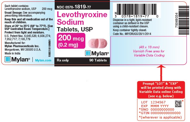 Levothyroxine Sodium Tablets, USP 200 mcg Bottle Label